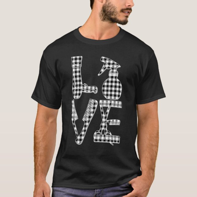 Hairdresser Love Hairdryer Scissors Barber Hair Br T-Shirt (Front)