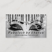 Hairdresser Makeup Eyelash Silver Scissors Silver Business Card (Front)