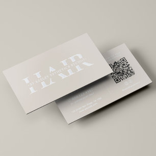 Hairdresser Modern Hair Stylist Sand QR Code Foil Business Cards