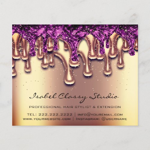 Hairdresser Nail Stylist Gold Purple Drips Flyer