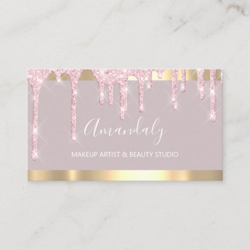 Hairdresser Nails Lash Makeup Artist Pink Drip Business Card
