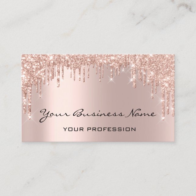 Hairdresser Nails Makeup Eyelash Rose Gold Business Card (Front)