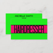 Hairdresser Neon Green and Hot Pink Business Card (Front/Back)