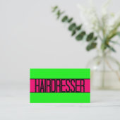 Hairdresser Neon Green and Hot Pink Business Card (Standing Front)
