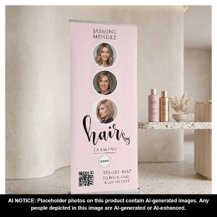 Hairdresser Opening Hours QR Code Logo Custom Retractable Banner