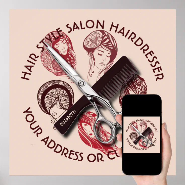 Hairdresser Or Beauty Salon Hair Stylist Name Poster | Zazzle