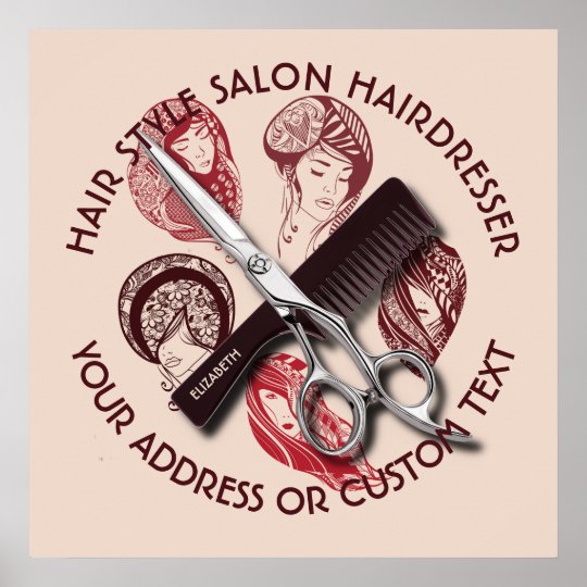 Hairdresser Or Beauty Salon Hair Stylist Name Poster Zazzle Com