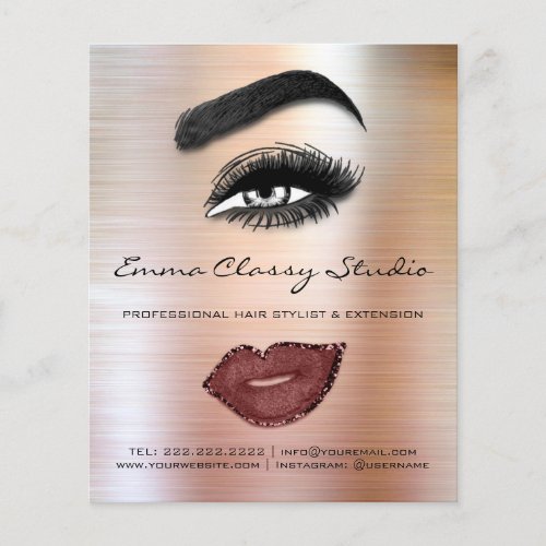 Hairdresser Price List Rose Lash Brow Makeup Lips Flyer