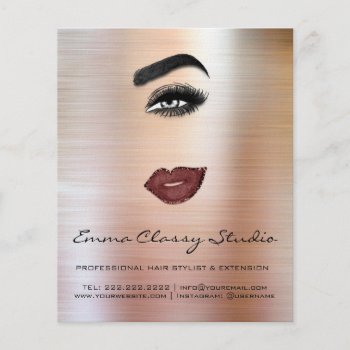 Hairdresser Price List Rose Lash Brow Makeup Lips Flyer by luxury_luxury at Zazzle
