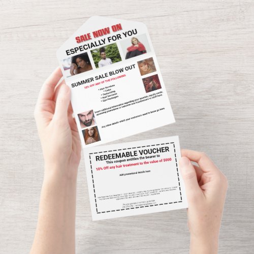 Hairdresser sale promotional DIY voucher photo All In One Invitation