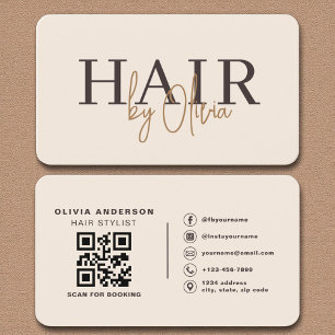 Hairdresser & Salon Professional Neutral Beige Business Card