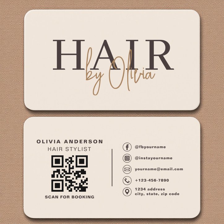 Hairdresser Salon Professional Neutral Beige Business Card