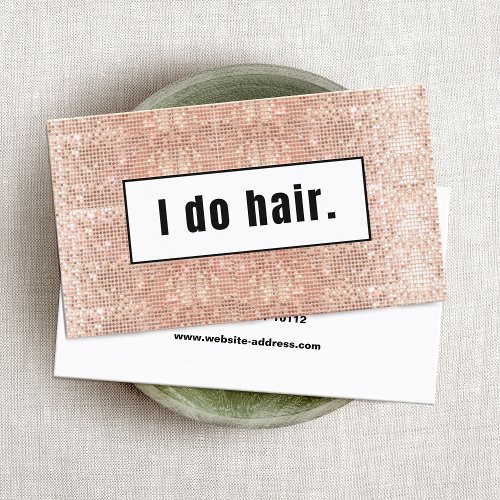 Hairdresser Salon Rose Gold Faux Sequins  Business Card