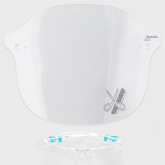 Hairdresser Scissors Comb Face Shield (Front w/Glasses)