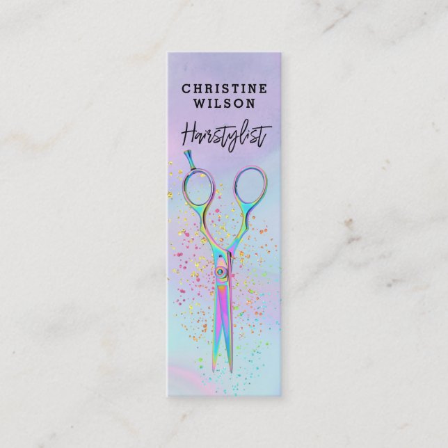 hairdresser scissors logo mini business card (Front)