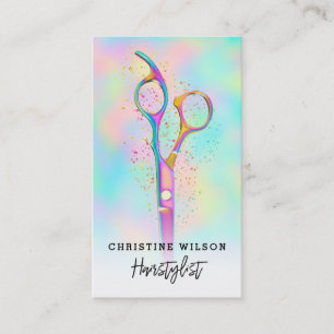 hairdresser scissors logo pastel colors business card