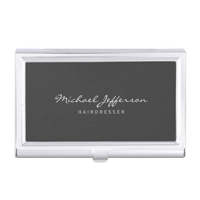 Hairdresser Script Professional Business Card Case (Front)