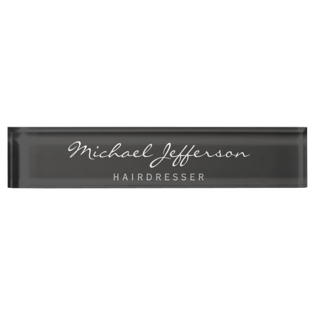 Hairdresser Script Professional Desk Name Plate (Front)