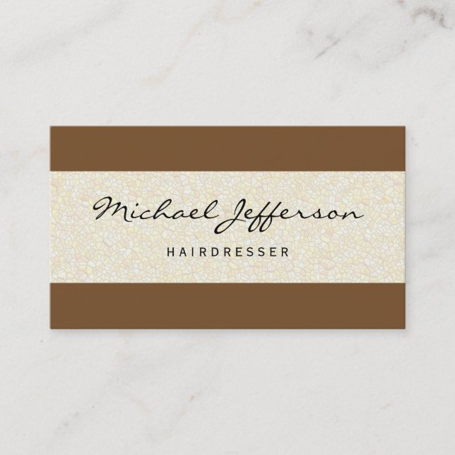 Hairdresser Script Professional Stone Wall Pattern Business Card (Front)
