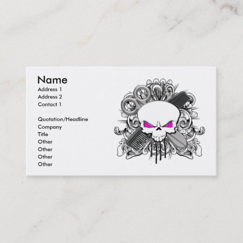 Hairdresser Skull Business Card