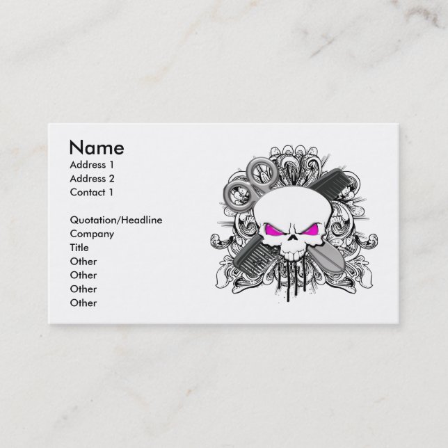 Hairdresser Skull Business Card (Front)