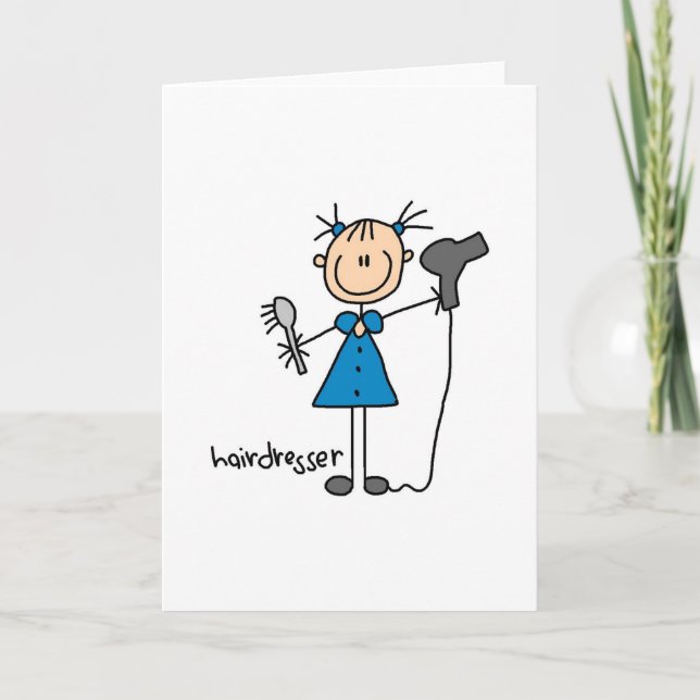 Hairdresser Stick Figure Card (Front)