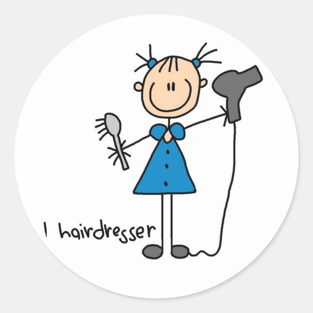 Hairdresser Stick Figure Sticker (Front)