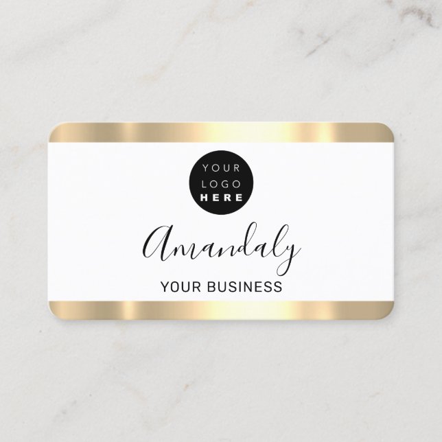 Hairdresser Stylist Coiffeur Gold Frame Qr Logo  Business Card (Front)