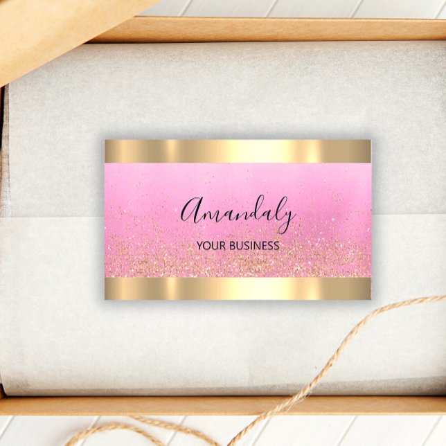 Hairdresser Stylist Coiffeur Scissors Gold Pink Business Card (Creator Uploaded)