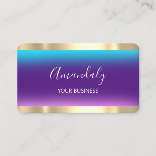 Hairdresser Stylist Coiffeur Scissors Gold Purple Business Card
