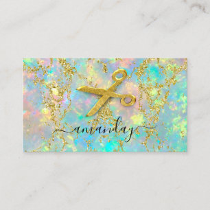 Hairdresser Stylist Gold Scissors Holograph Glitte Business Card