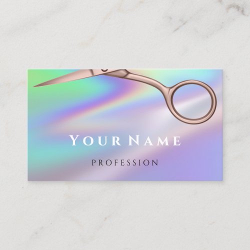 Hairdresser Stylist Scissors Rose Holograph Business Card