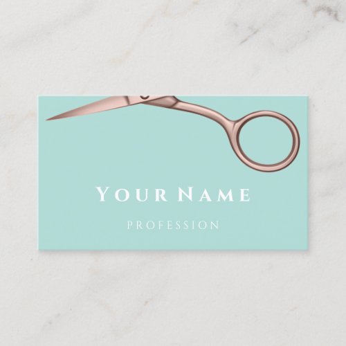 Hairdresser Stylist Scissors Rose Modern Gray Mint Business Card