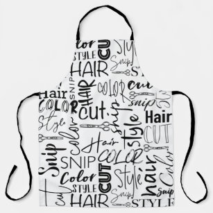 Hairdresser Typography Black And White Modern Apron