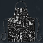 Hairdresser Typography Black And White Modern Apron<br><div class="desc">Hairdresser salon black and white,  cut,  color,  hair,  style typography modern design.</div>