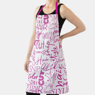 Hairdresser Typography Pink And White Modern Apron