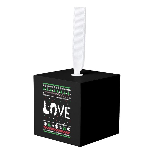 Hairdresser - Ugly Christmas sweater Cube Ornament (Front Angled)