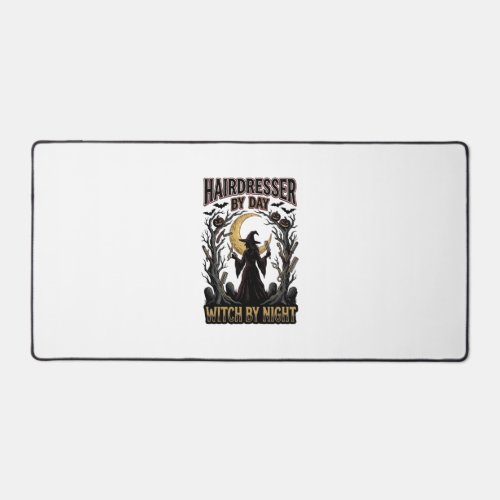 Hairdresser Witch Halloween Stylist by Day Design_ Desk Mat