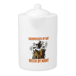 Hairdresser Witch Halloween Vintage Salon Shirt_1 Teapot