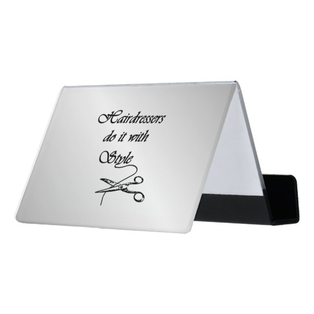 Hairdressers Do It With Style Desk Business Card Holder (Angled Back)