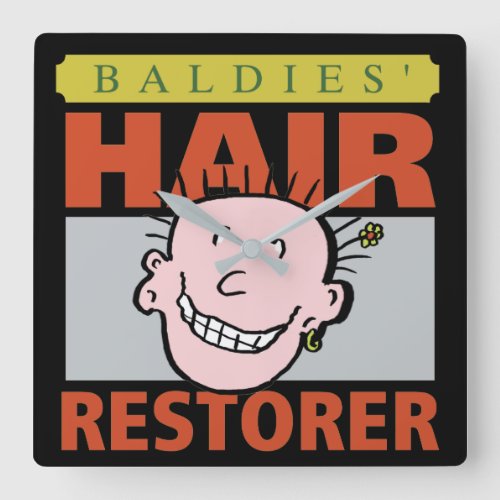 Hairdressers Funny Hair Restorer Square Wall Clock