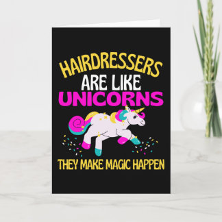 Hairdressers Unicorn , Magical Unicorn Hairdresser Card