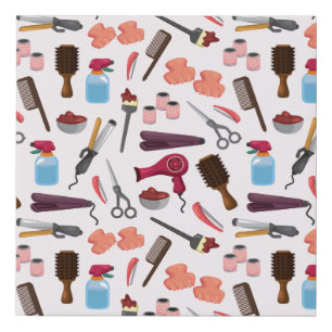 hairdressing KIT seamless pattern Faux Canvas Print
