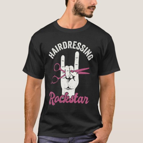 Hairdressing rockstar funny hair stylist retro h T_Shirt