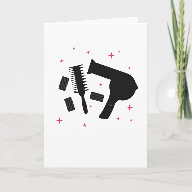 Hairdressing Salon Hairdresser Logo Hair Dryer Card (Front)