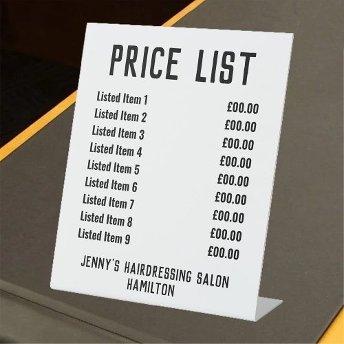 Hairdressing Salon Price List Pedestal Sign