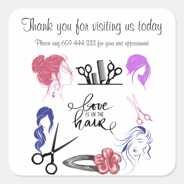 Hairdressing sticker - thank you for visiting us (Front)