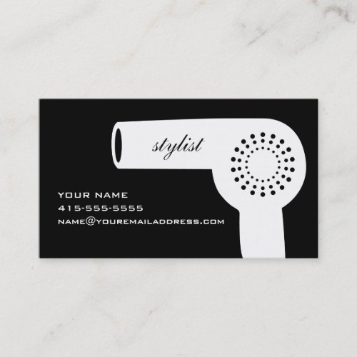 Hairdryer Stylist Card B&amp;W Business Card