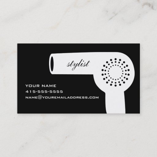 Customizable Hairdryer Stylist Card B&amp;W Business Card