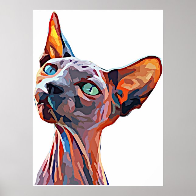 Hairless cat Abstract animal Art Colorful Poster (Front)